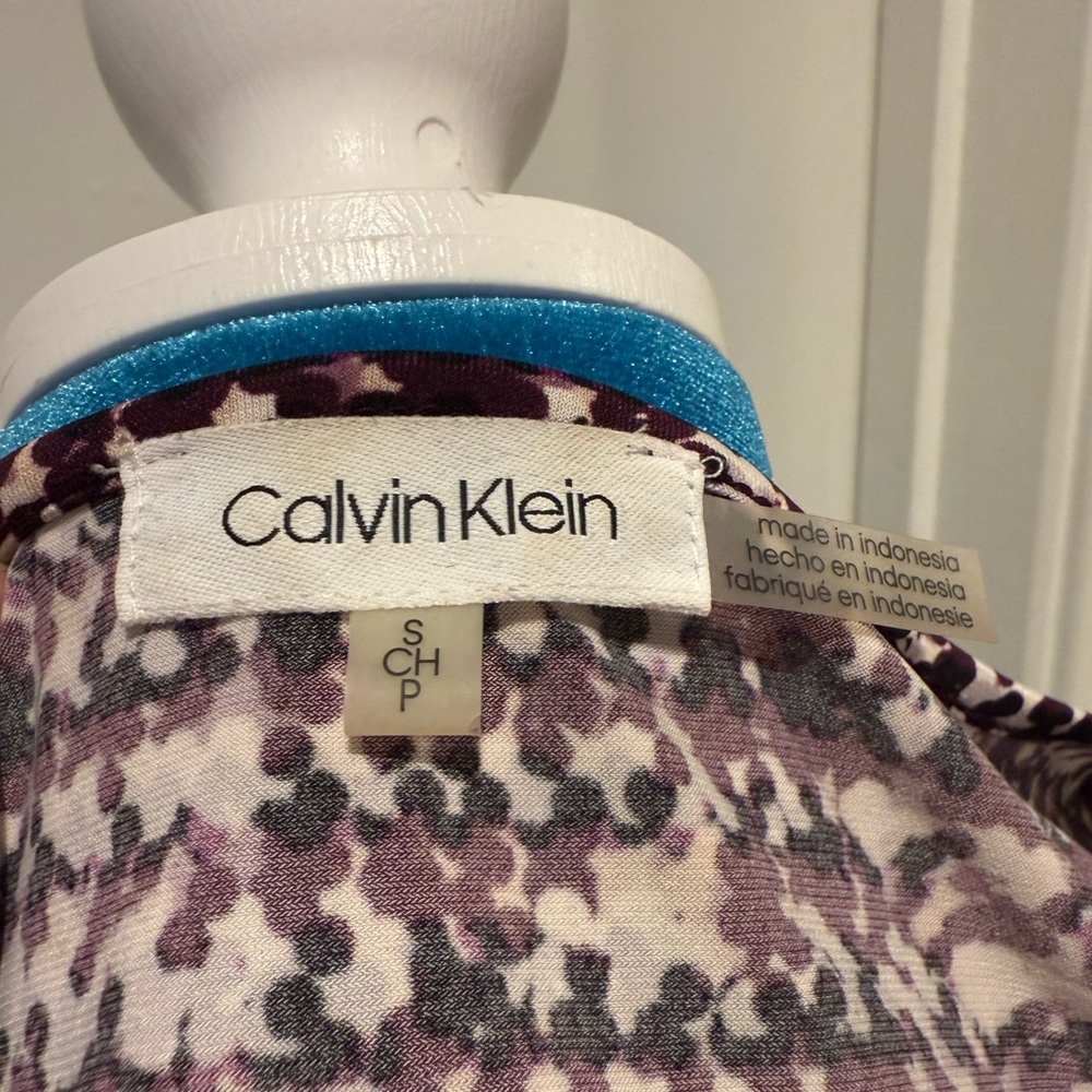 Calvin Klein Women's Purple, Black and White Blouse - Picture 3 of 4